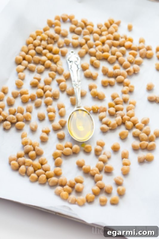 Step 4: Oil and Season Chickpeas on Parchment Paper