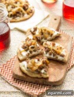 Sausage & Caramelized Onion Pita Pizza - Final Dish