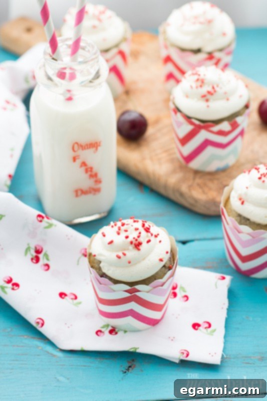 Cherry Chocolate Chip Cupcakes with Vanilla Bean Buttercream