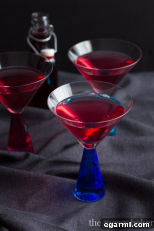 Mixed Berry Martini in a Blue Crystal Glass