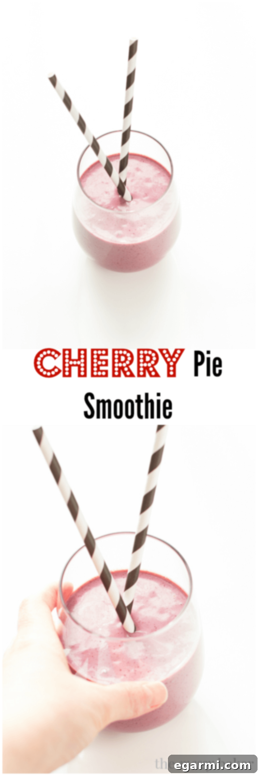 Homestyle Cherry Pie Smoothie 4 Close-up of a vibrant Cherry Pie Smoothie with a rich texture