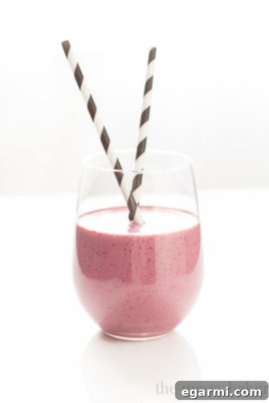 Homestyle Cherry Pie Smoothie 6 Close-up of Cherry Pie Smoothie with almonds on top