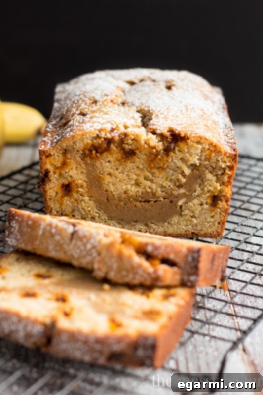 Banana Bread with Cookie Butter Cheesecake Swirl