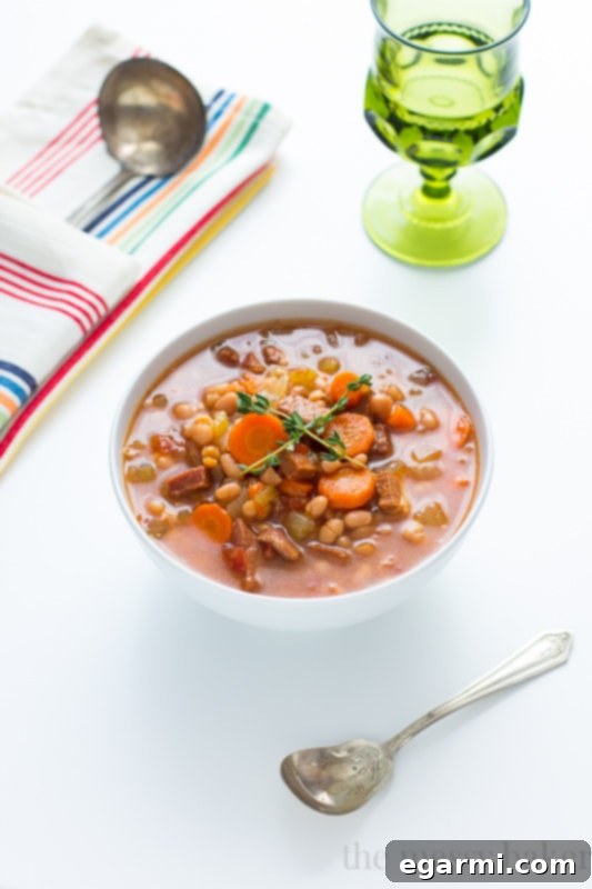 Slow Cooker Navy Bean Soup with Ham - A comforting and hearty recipe