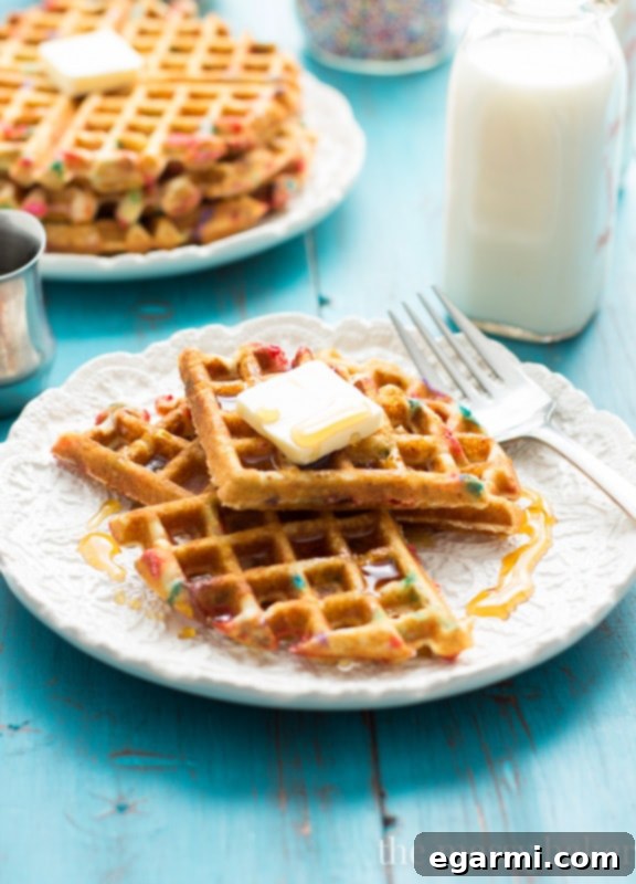 Crispy Funfetti Waffles with Colorful Sprinkles