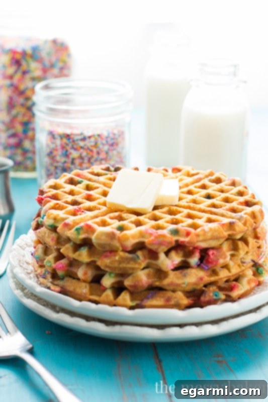 Stack of Gluten-Free Funfetti Waffles
