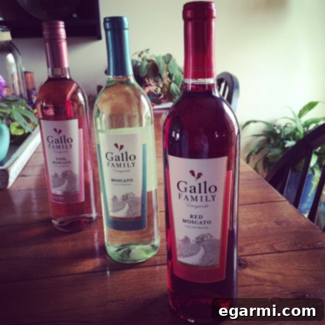 Gallo Family Vineyards' Moscato Trio of red, pink, and white