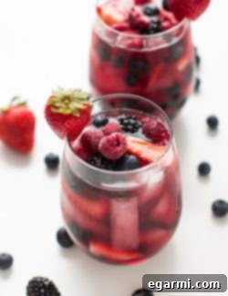 Finished Summer Berry Sangria in a glass