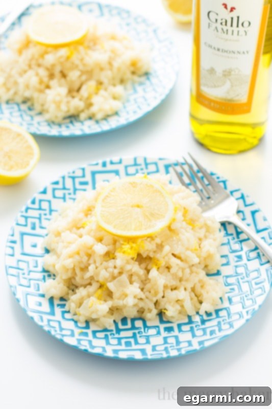 Creamy Lemon Risotto garnished with fresh herbs