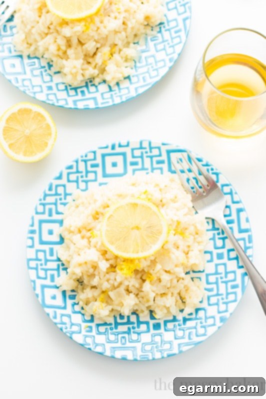 Bright Lemon Risotto in a serving bowl