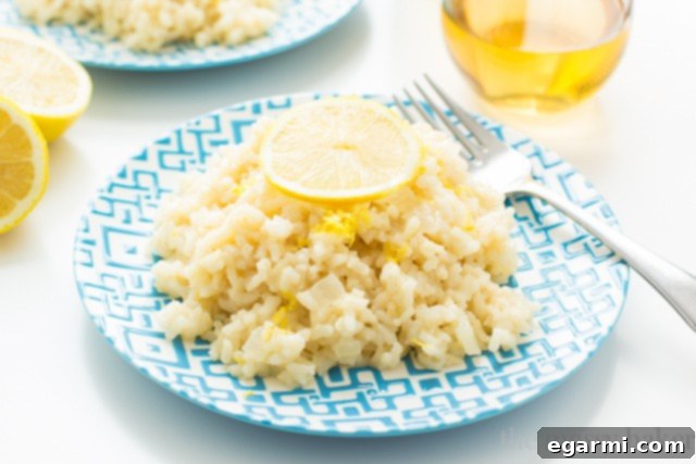 Lemon Risotto being prepared in a pan