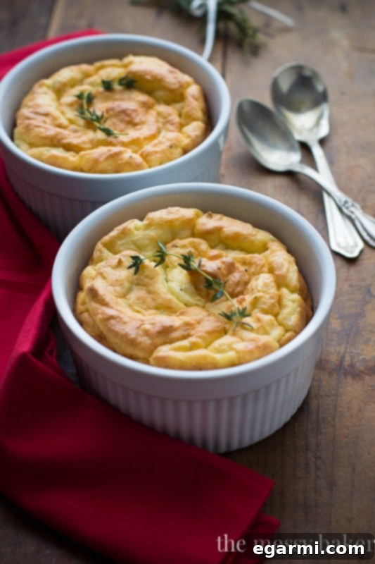 Golden Brown Herb & Cheese Potato Soufflés Fresh from the Oven
