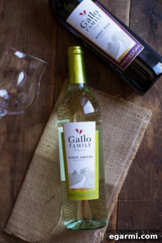 Gallo Family Wine bottle next to a gourmet grilled cheese sandwich