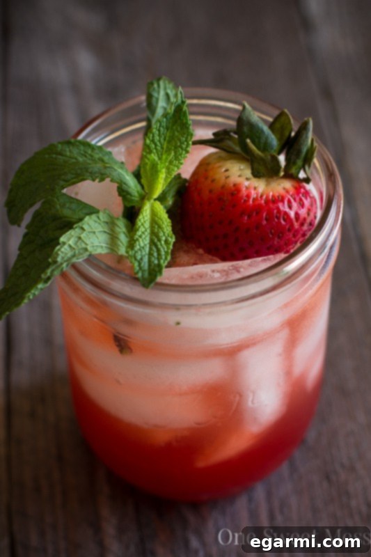 Strawberry Jam Bourbon Smash - Final cocktail