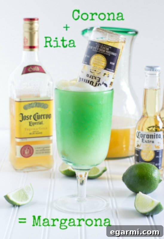 Margaronas aka Beer-rita cocktail in a jar with a beer bottle