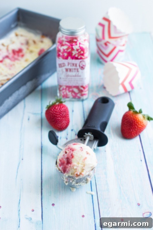 Strawberry Jam & Toasted Almond Swirled Ice Cream