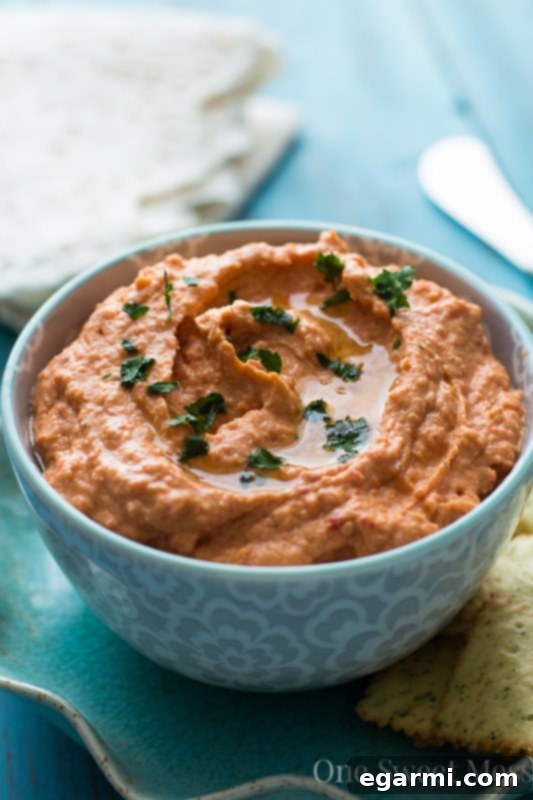 Roasted Red Pepper and Sundried Tomato Hummus 3 Creamy Sun-Dried Tomato and Roasted Red Pepper Hummus with fresh vegetables