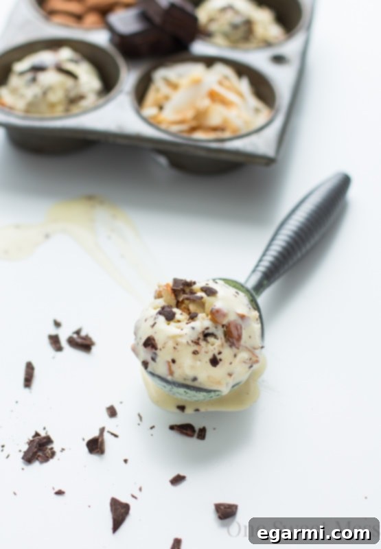 Toasted Coconut Ice Cream with Almonds and Dark Chocolate