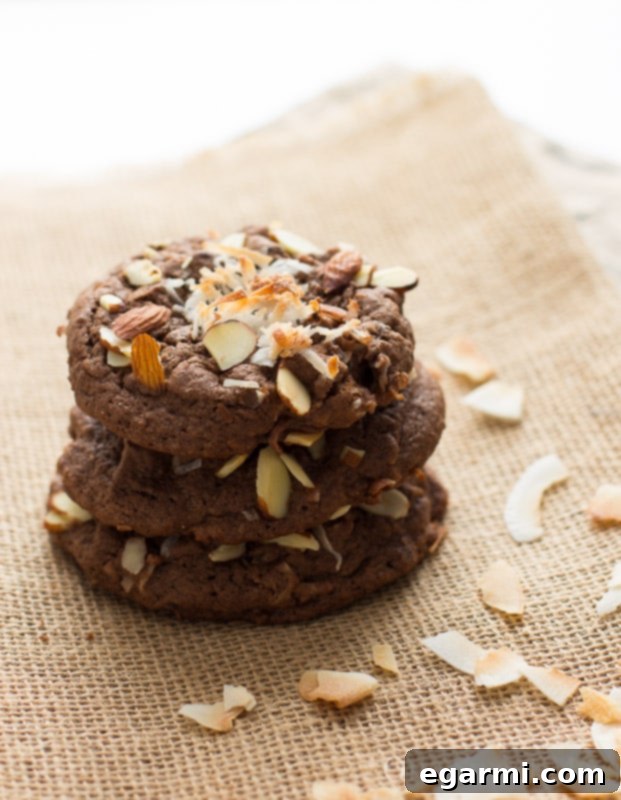 Double Chocolate Almond Coconut Dream Cookies 2 Double Chocolate Almond Joy Cookies