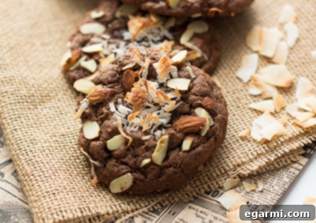 Double Chocolate Almond Coconut Dream Cookies 3 Double Chocolate Almond Joy Cookies