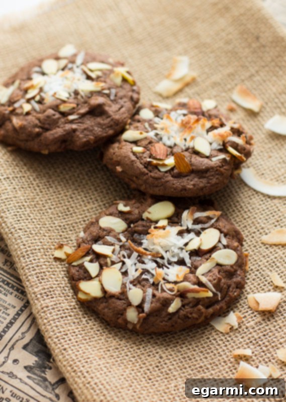 Double Chocolate Almond Coconut Dream Cookies 4 Double Chocolate Almond Joy Cookies