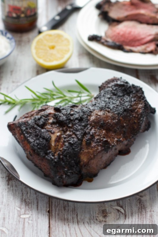 Closeup of Mediterranean Grilled Lamb with Pale Ale Glaze, perfectly cooked