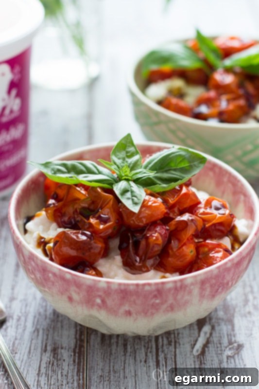 Roasted Tomato Basil Cottage Cheese Bowl