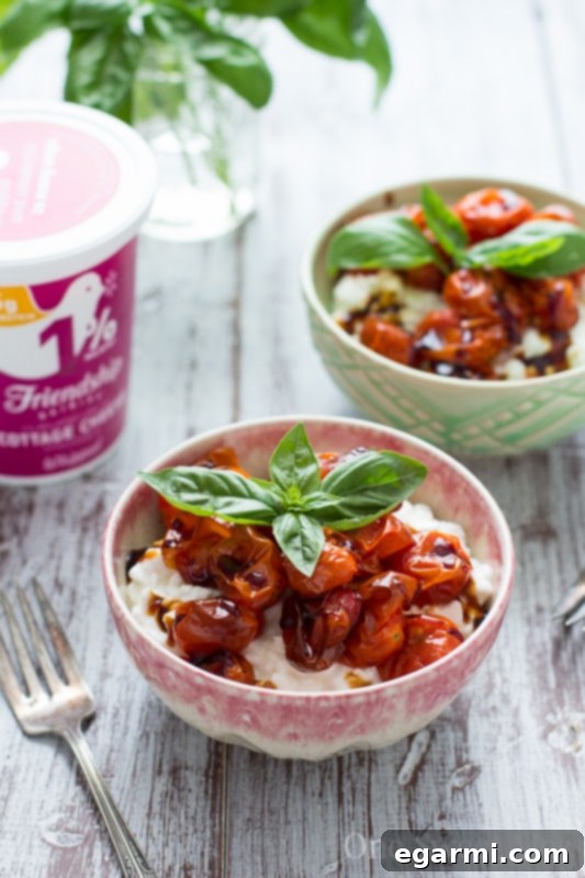 Roasted Tomato Basil Cottage Cheese Bowl