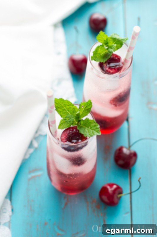 Sweet Cherry Prosecco Sparkler 4 Ingredients for Cherry-Kissed Prosecco Spritzer laid out