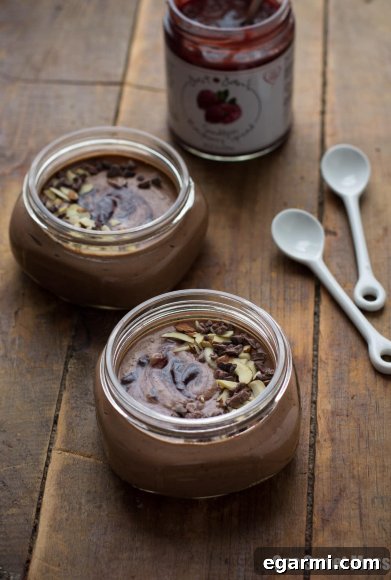 Nourishing Vegan Chocolate Raspberry Swirl Pudding 2 Rich and Creamy Vegan Chocolate Pudding with Raspberry Swirl - Healthy & Gluten-Free Dessert