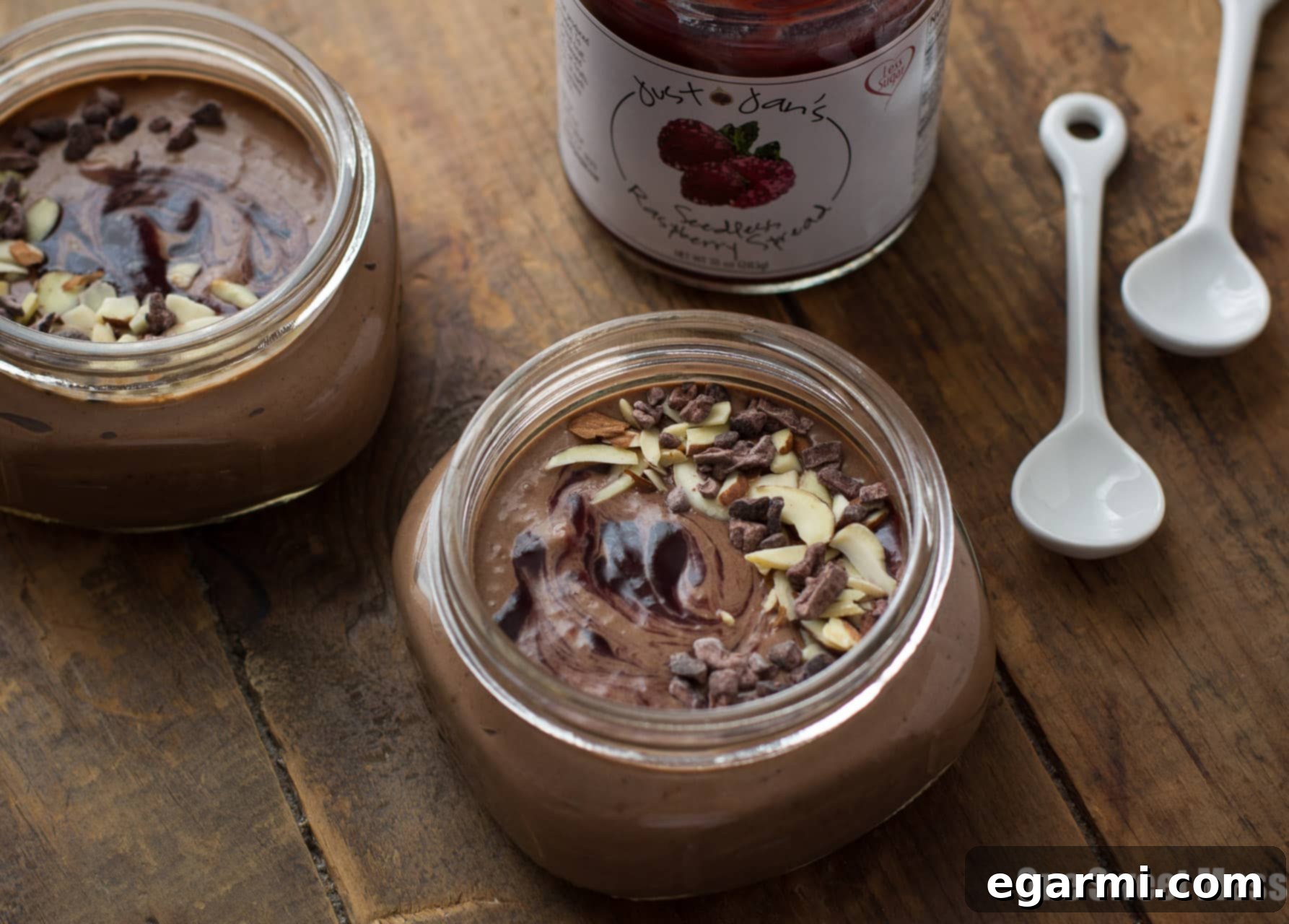 Nourishing Vegan Chocolate Raspberry Swirl Pudding 4 Vegan Chocolate Pudding Made with Frozen Bananas and Dates