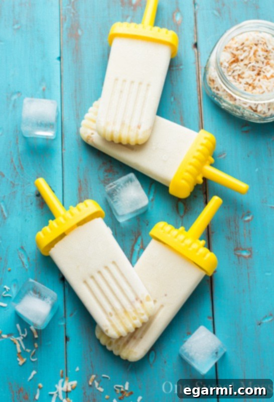 Homemade Vegan Piña Colada Popsicles - Easy recipe for healthy frozen treats