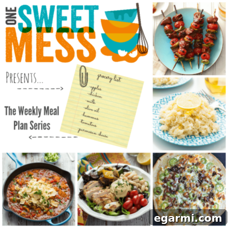 Weekly Meal Plan for One Sweet Mess - Delicious Recipes & Organized Grocery Lists