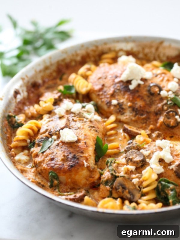 One-Pan Sun-Dried Tomato Creamy Chicken with Pasta - Comfort Food Dinner
