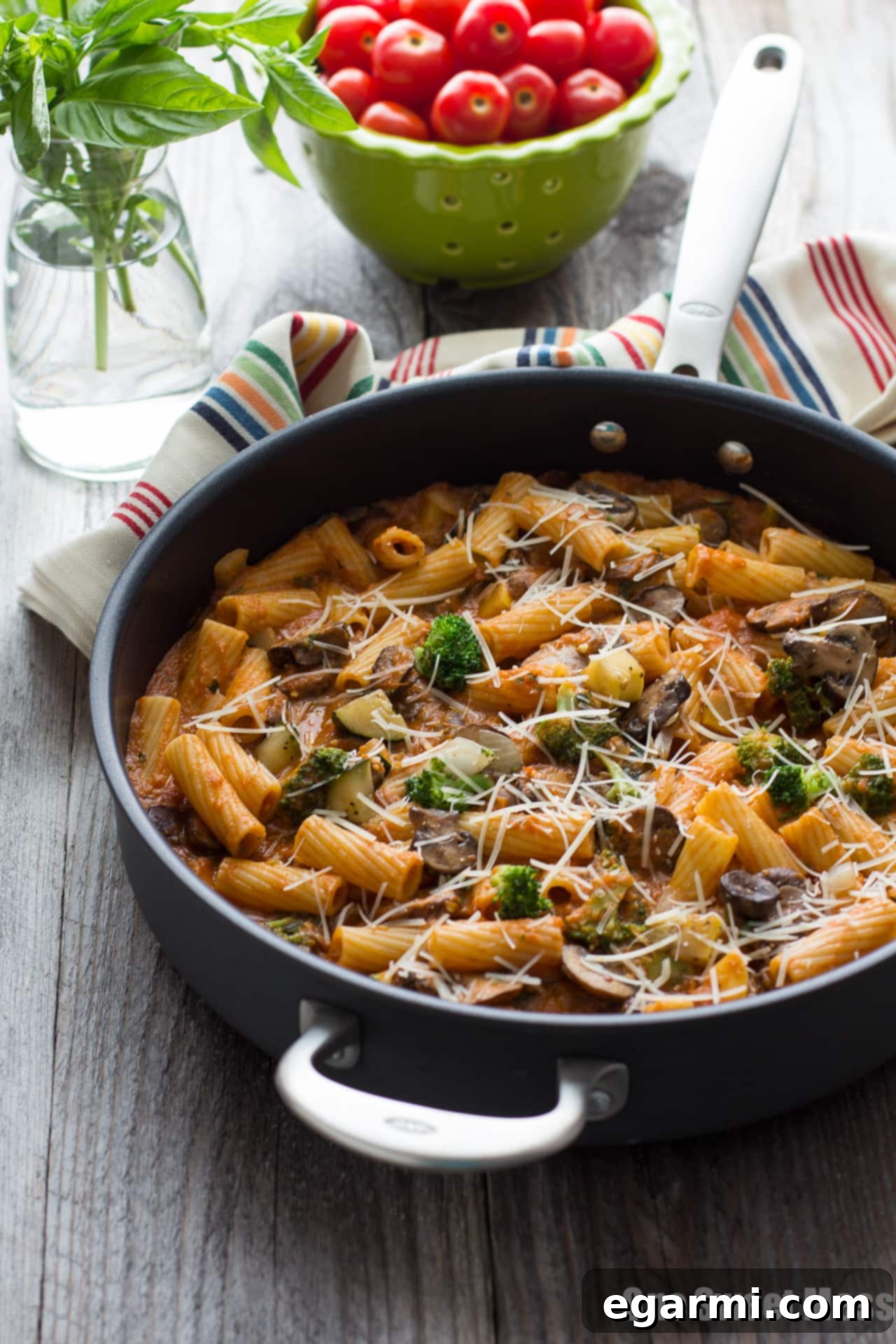 Hearty Roasted Marinara Pasta Primavera Vegetarian Dish