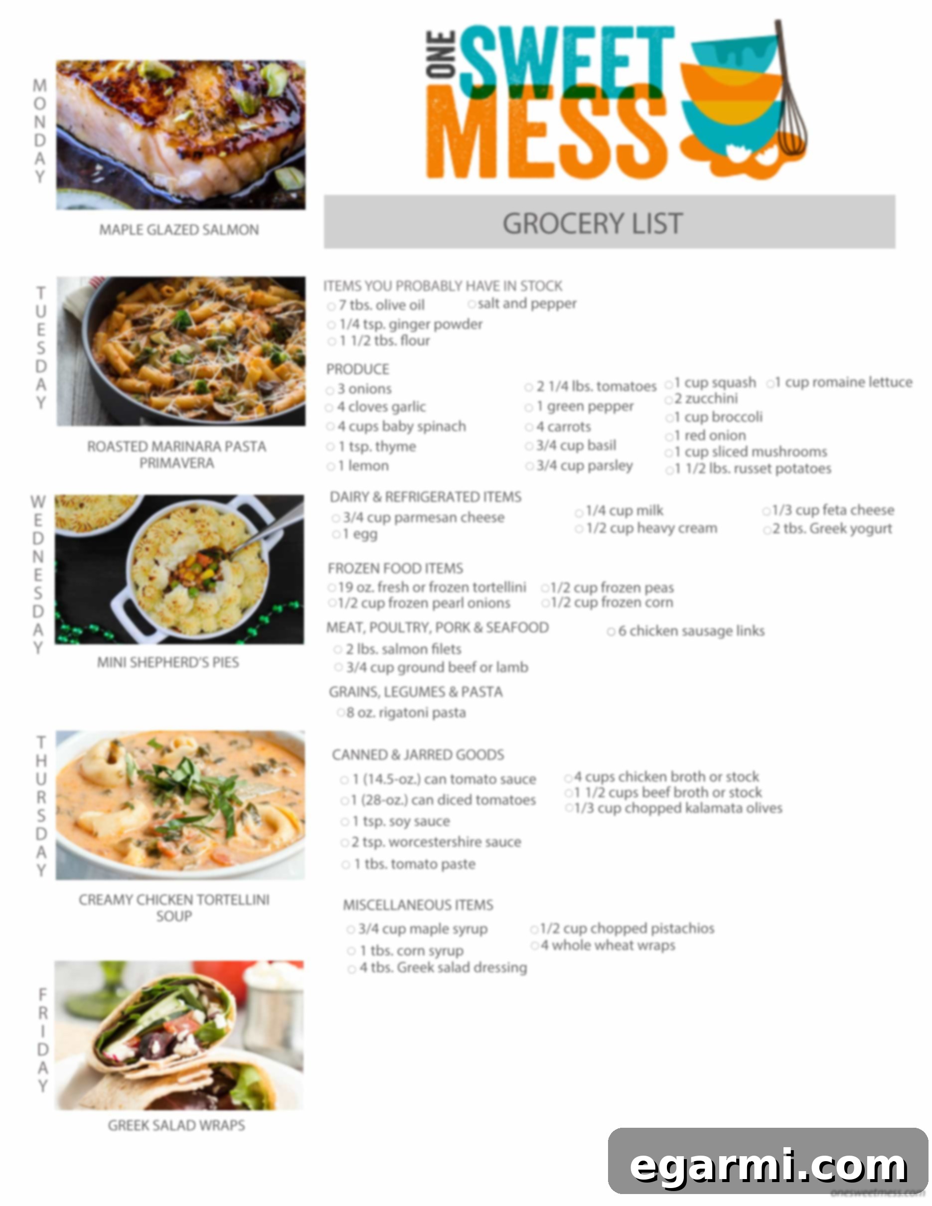 Download Your Free Weekly Meal Plan and Grocery List PDF