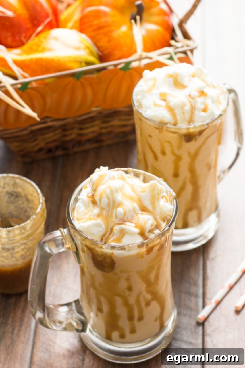 Caramel Pumpkin Pie Milkshake - Close-up of the delightful autumn drink