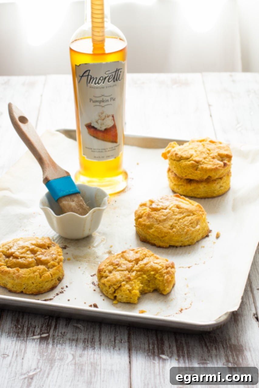 Overhead view of several pumpkin biscuits artfully arranged on a cooling rack, showcasing the glaze
