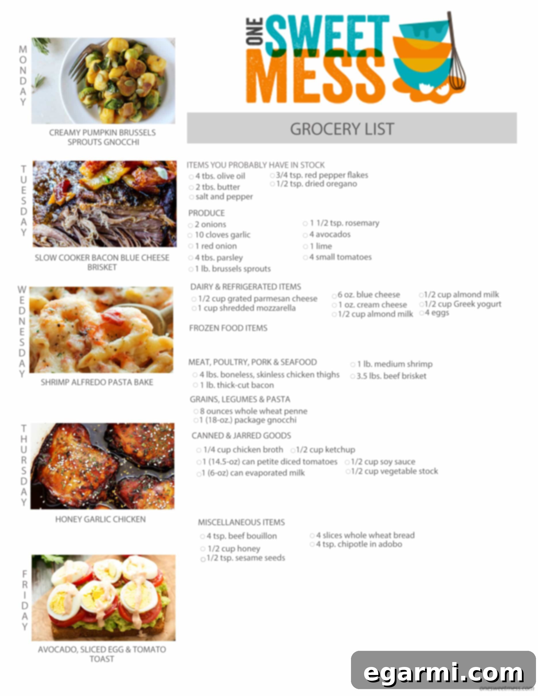 Weekly Meal Plan + Printable Grocery List | October 26th, 2015