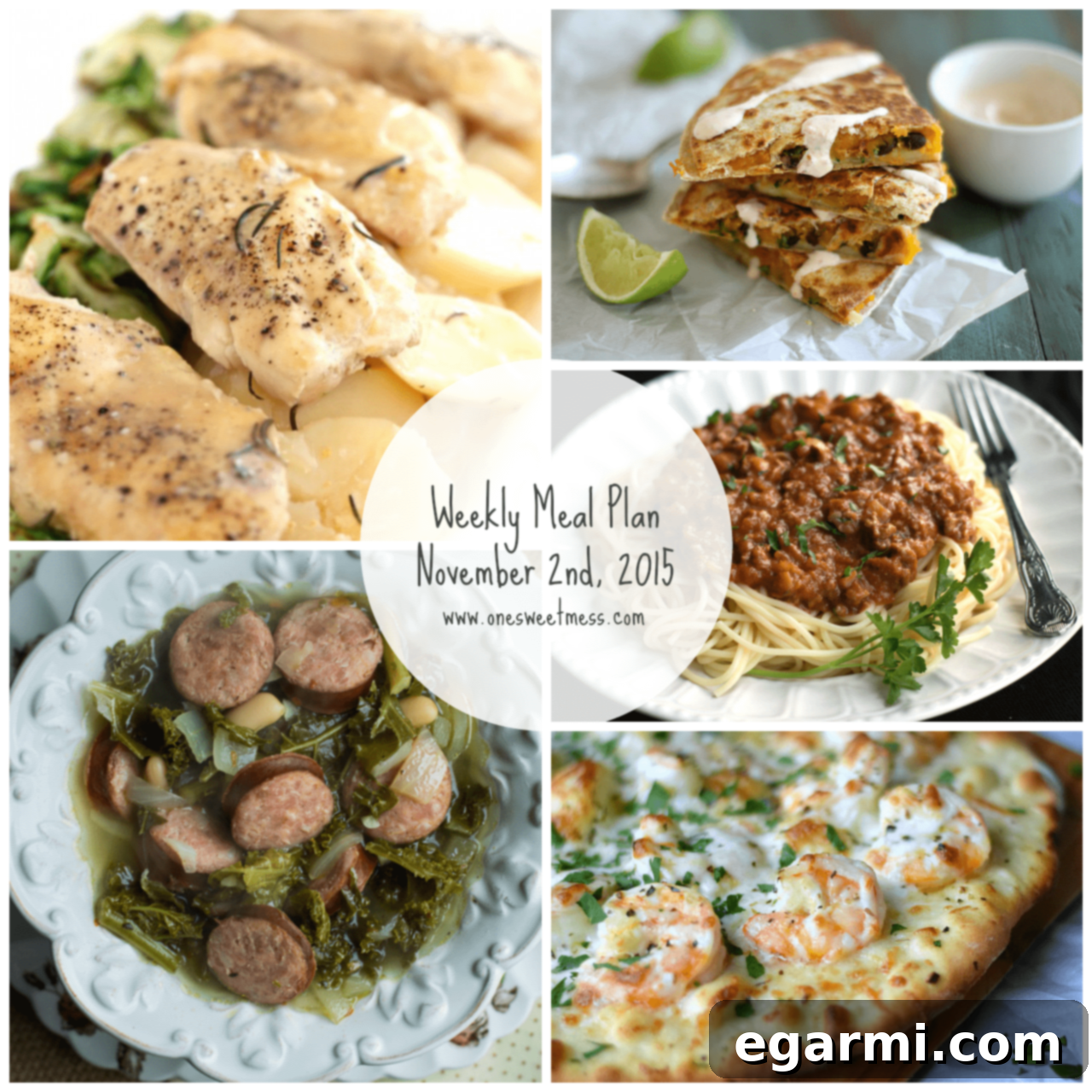 Weekly Meal Plan + Printable Grocery List | Week of November 2nd, 2015