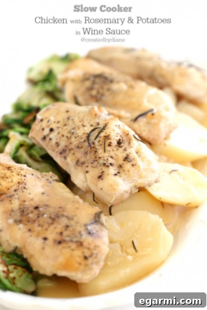 Slow Cooker Chicken with Rosemary and Potatoes in Wine Sauce
