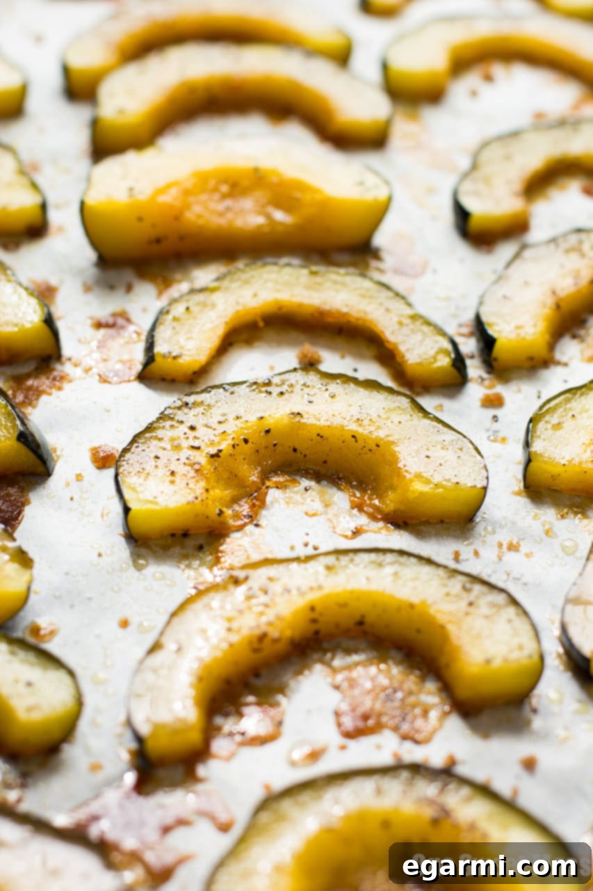 Roasted acorn squash slices on a plate