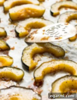 Final dish of Brown Butter + Brown Sugar Acorn Squash