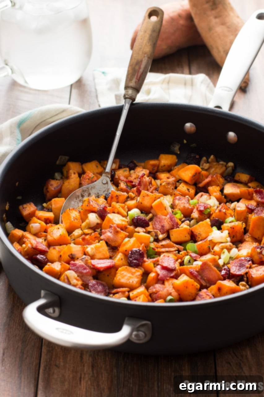 Cranberry-Walnut Sweet Potato Hash, a perfect Thanksgiving side dish
