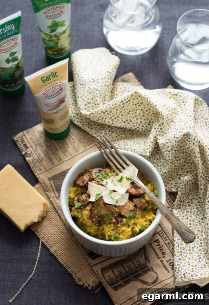 Garlic & Herb Spaghetti Squash with Mushrooms