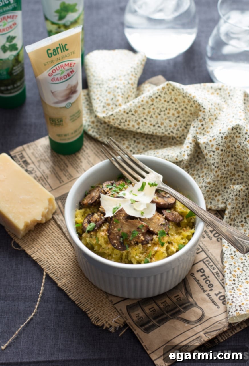 Garlic & Herb Spaghetti Squash with Mushrooms