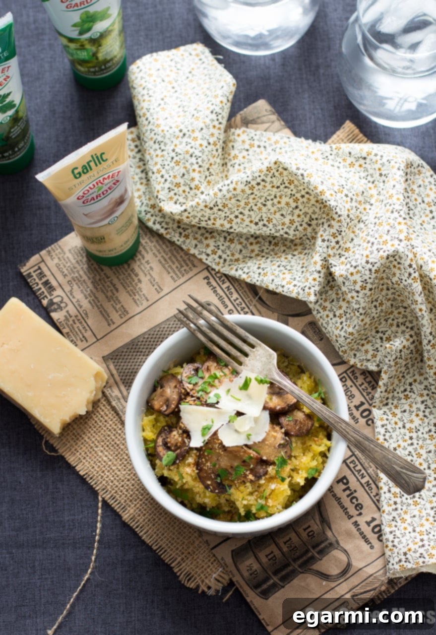 Garlic & Herb Spaghetti Squash with Mushrooms