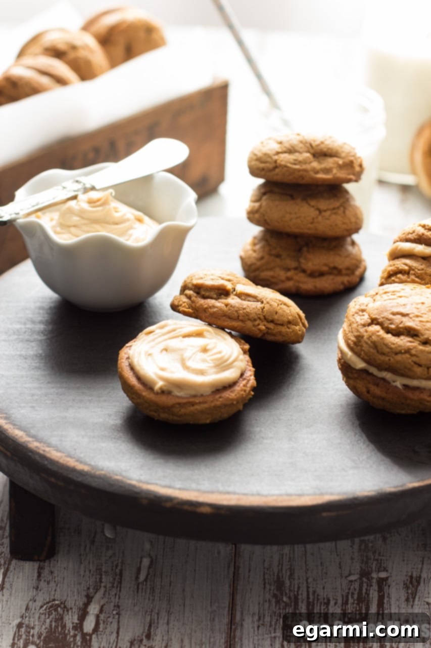 Hand holding a Pumpkin Cookie Butter Ginger Sandwich Cookie