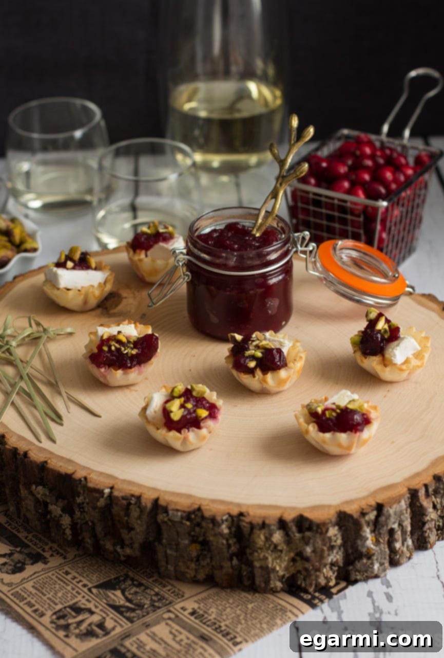 Easy No-Bake Cranberry Brie Phyllo Appetizers