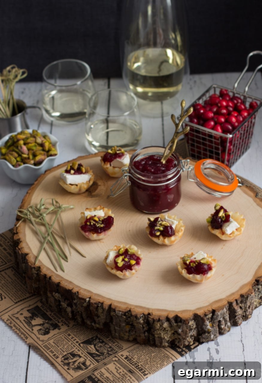 Festive Table Setting with Cranberry Brie Phyllo Bites